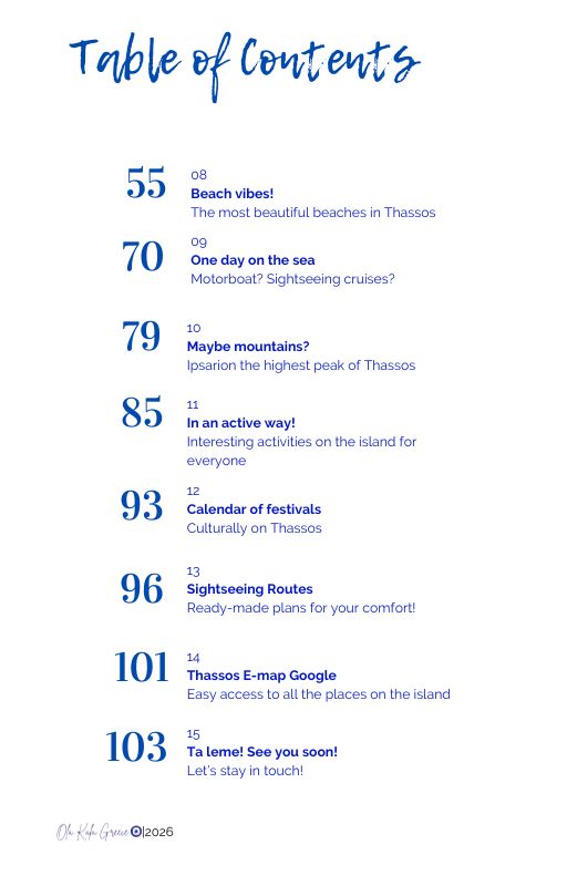 Guide to Thassos - table of contents 2